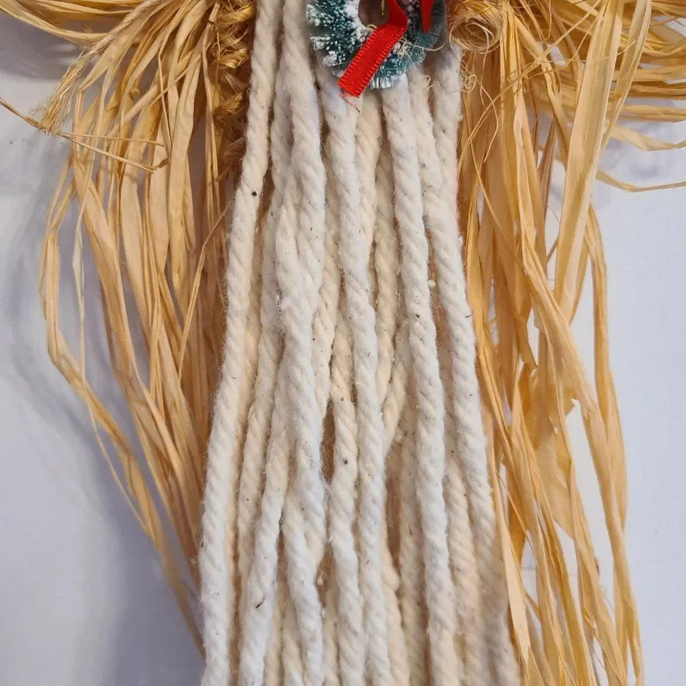 Vintage Handmade Mop Head Yarn Christmas Angel Christmas Holiday Wall Decoration
